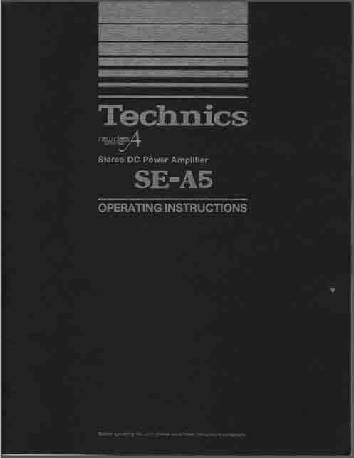 Technics SE-A5 User Manual pdf