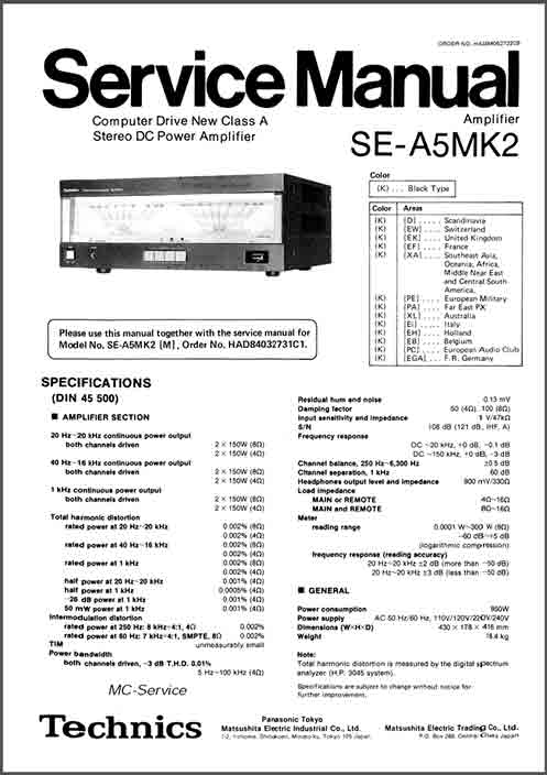 Technics SE-A5MK2 Service Manual pdf
